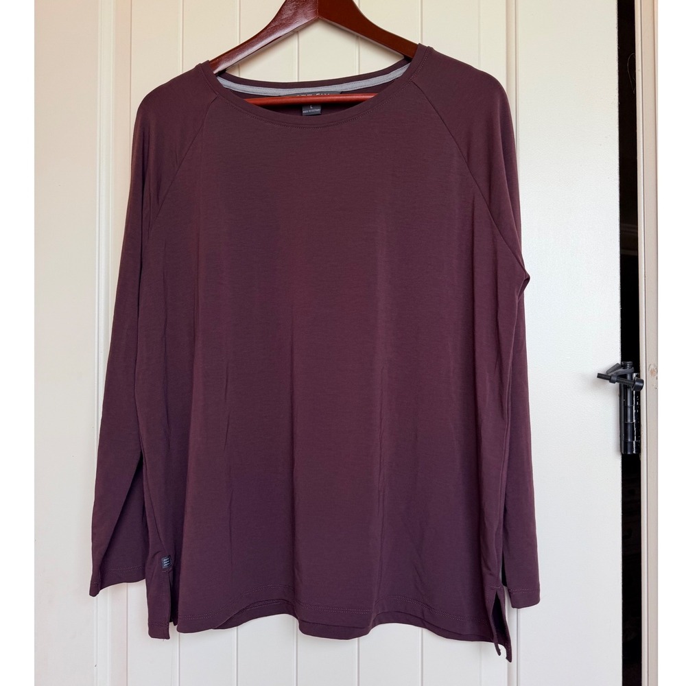 Free Fly Womens Bamboo Viscose Long Sleeve Raglan Top Plum Burgundy Size Large